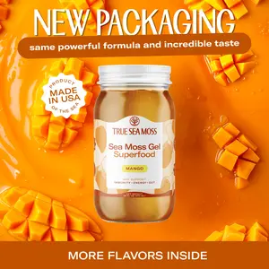 TrueSeaMoss Mango Irish Sea Moss Gel – Rich in Minerals & Vitamins – supports Immune, improves digestion, boost energy, skin & hair health