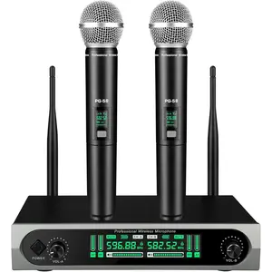 UHF Microphone System,W/2 Handhelds,Auto Scan,2x50 UHF Frequencies,200ft Range,Dynamic Microphone for Singing,Karaoke,Church
