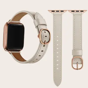 Faux Leather Watch Band for Apple Watch (Band Only), 1 Count Adjustable Replacement Watch Band for Women, Ultra-thin Soft Watchband For Smart Watch iWatch