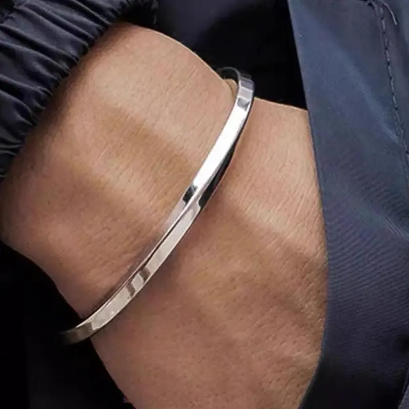 Simple Plain Stainless Steel Cuff Bangle for Women & Men, Fashion Jewelry for Party, Daily Clothing Decor, Trendy All-match & Exquisite Jewelry for Birthday Gift