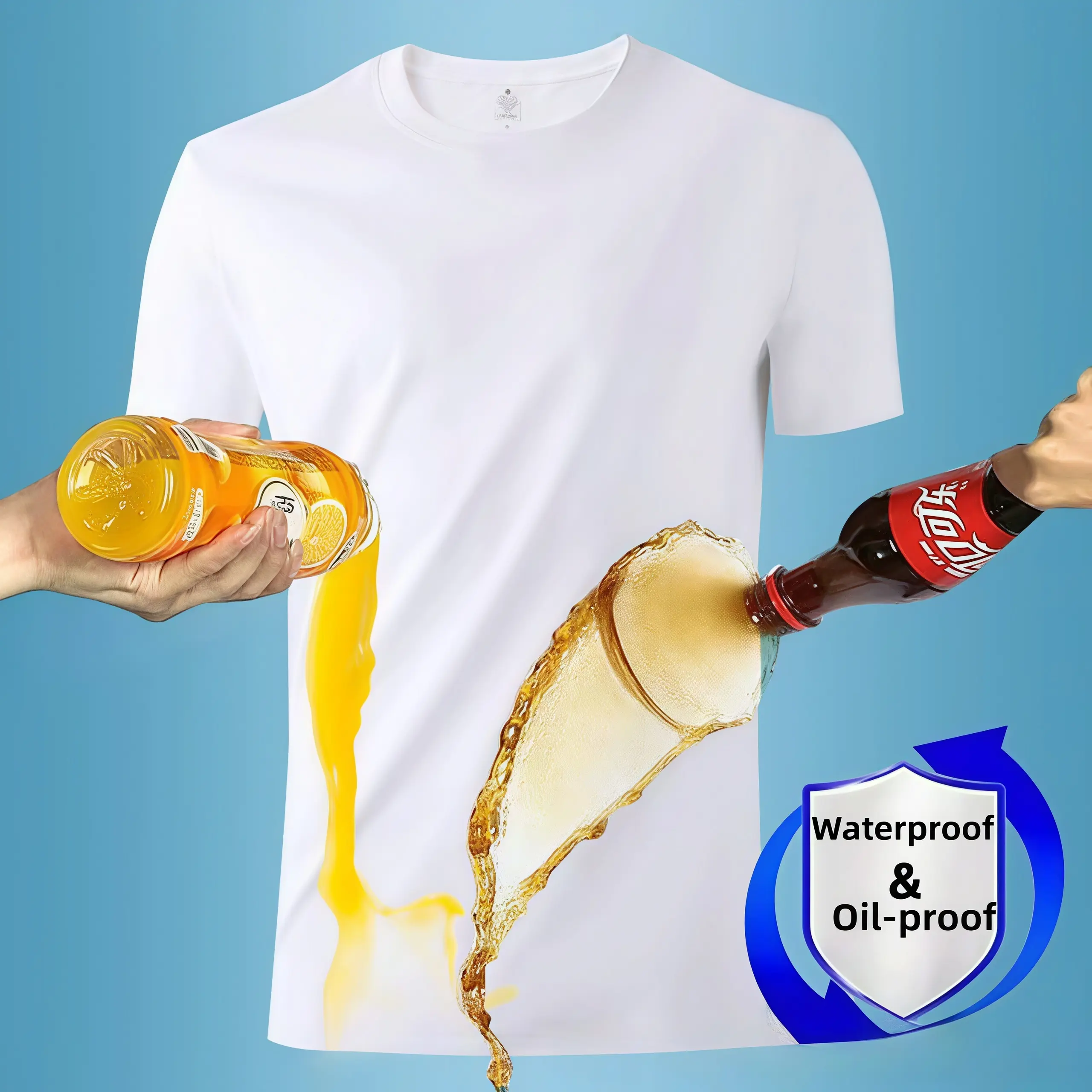 HH   Oilproof & Waterproof Solid Color Casual T-shirt,Ultra-light Men's Crew Neck-Quick Dry, Breathable,Moisture Wicking, Ideal for Home,Gym,Running, Lightweight & Comfortable,Versatile Men's Clothing,Fashion Top,Classic Fit,Minimalist Style, Menswear