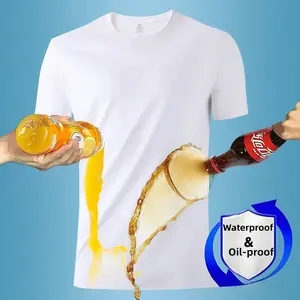 HH   Oilproof & Waterproof Solid Color Casual T-shirt,Ultra-light Men's Crew Neck-Quick Dry, Breathable,Moisture Wicking, Ideal for Home,Gym,Running, Lightweight & Comfortable,Versatile Men's Clothing,Fashion Top,Classic Fit,Minimalist Style, Menswear