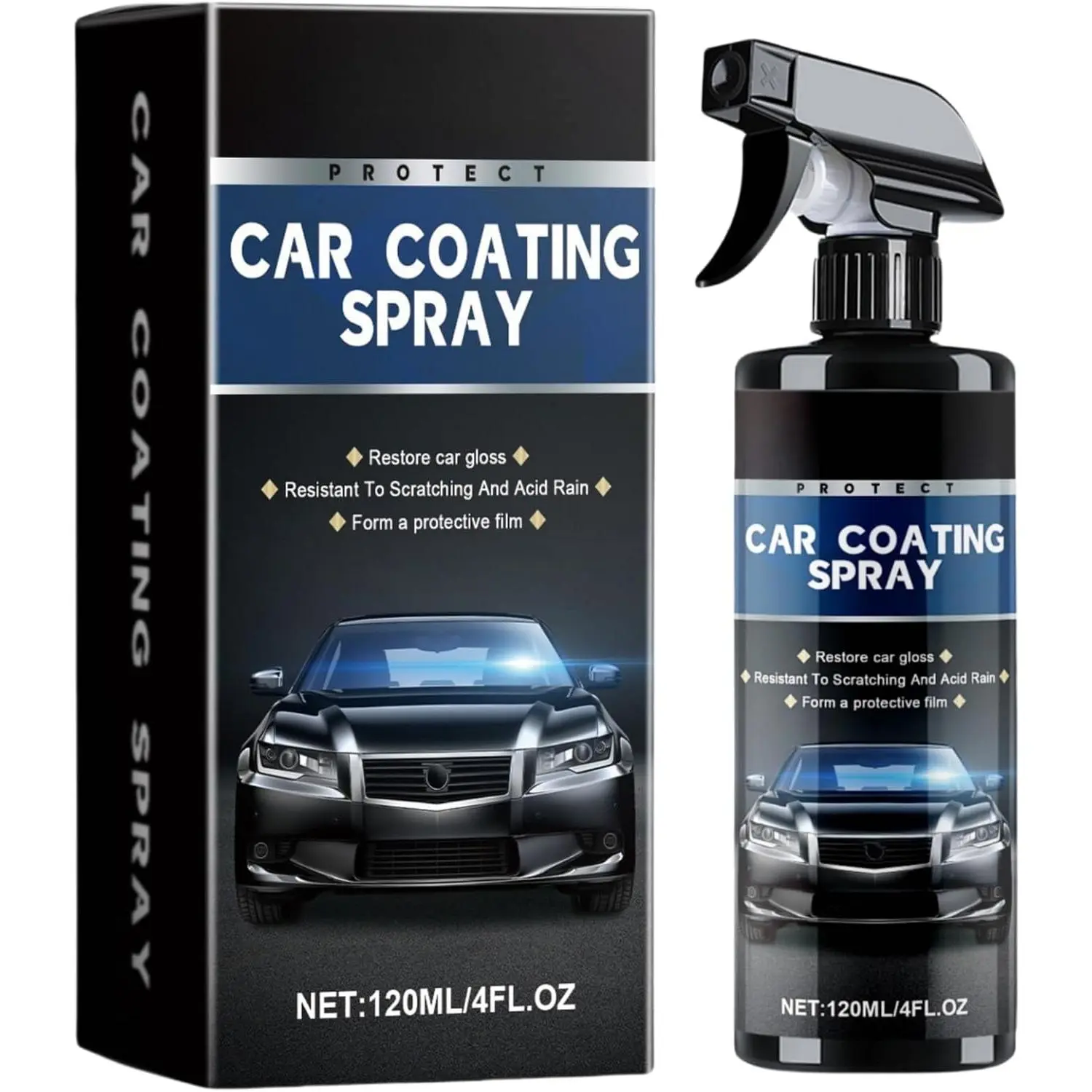 Ceramic coating for cars,120ml Premium Spray Wax for a High Gloss Finish,Cars, trucks, and motorcycles,Anti fog cleaning coating agent, waterproof and bright glass coating spray for windows.