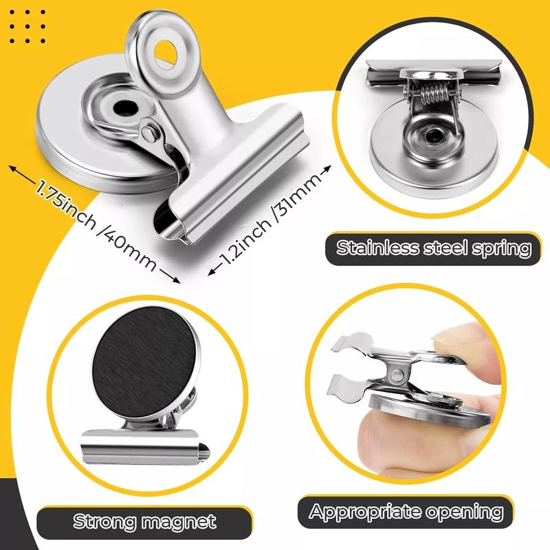 Super Z Outlet Magnetic Clips 16pcs Heavy Duty Refrigerator Magnet Clips Fridge Magnets Strong Round Metal Stainless Steel