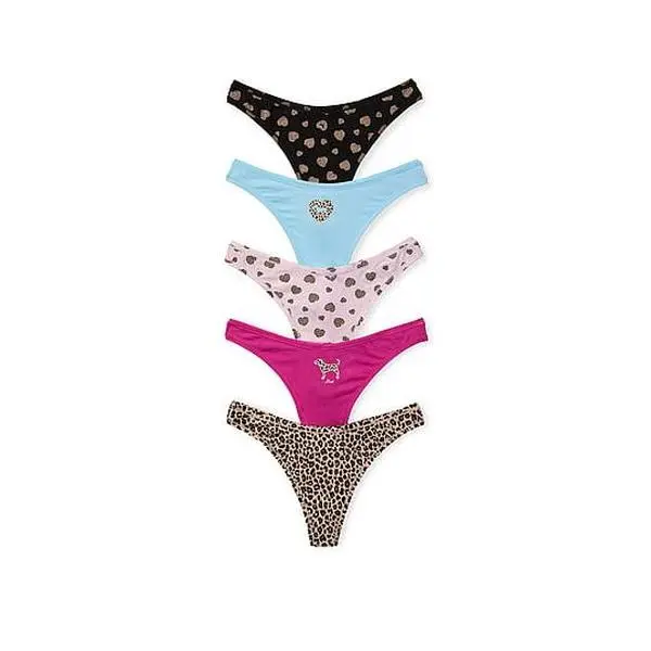 PINK 5-Pack Cotton Thong Panties PINK 5-Pack Cotton Thong Panties