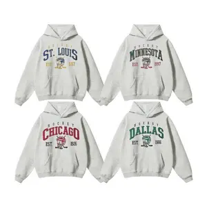 All Teams Hockey Unisex Crewneck Sport Grey Youth Hoodie, Sport Classic Cotton, Sport Grey Color Menswear Tops