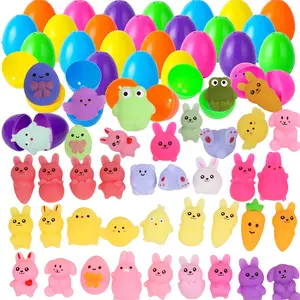 Colorful Easter Eggs Filled Surprise Egg Kids Faovrs Squeezing Stress Relief squeeze Toys Set For Easter Hunts Birthday Party Decor Rubber Sensory Bundle Sensory Fidget Keychain Kawaii Squishies Soft Squishy Silicone
