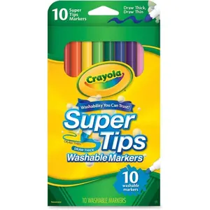 Lorell  Super Tip Washable Marker, Assorted - 10 Count