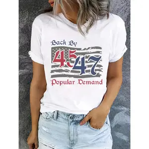 Independence Day Happy Women's Patriotic "Back by 457 Popular Demand" Pattern T-Shirt - Comfortable, Crew Neck, Short Sleeve, Machine Washable, Ideal for Summer