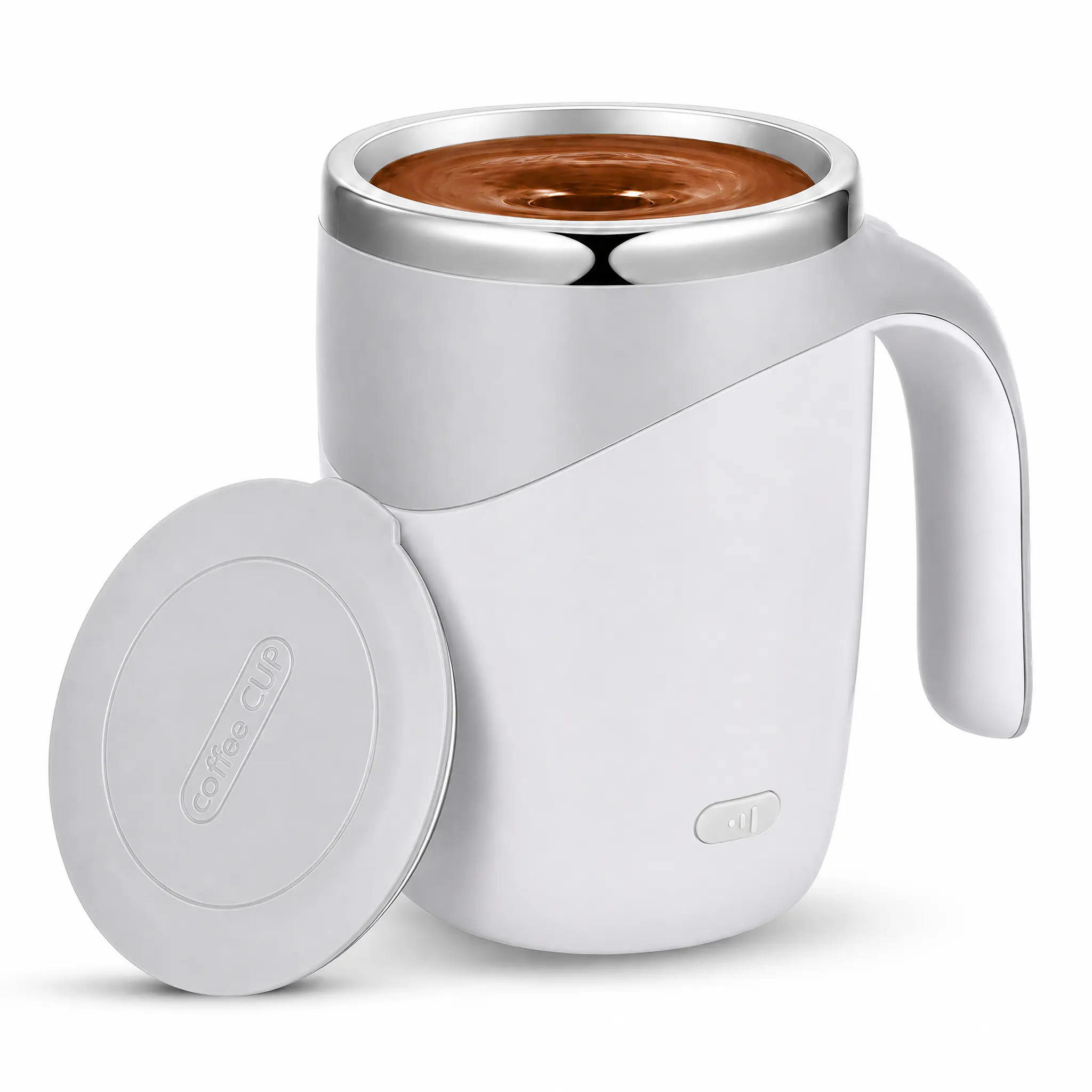 Electric Self-Stirring Coffee Mug - 380ml Stainless Steel Portable Travel Cup with 1-Touch Magnetic Mixing, Reusable for Coffee, Milk & Protein Shakes (Home Supplies, Party Gift Option)