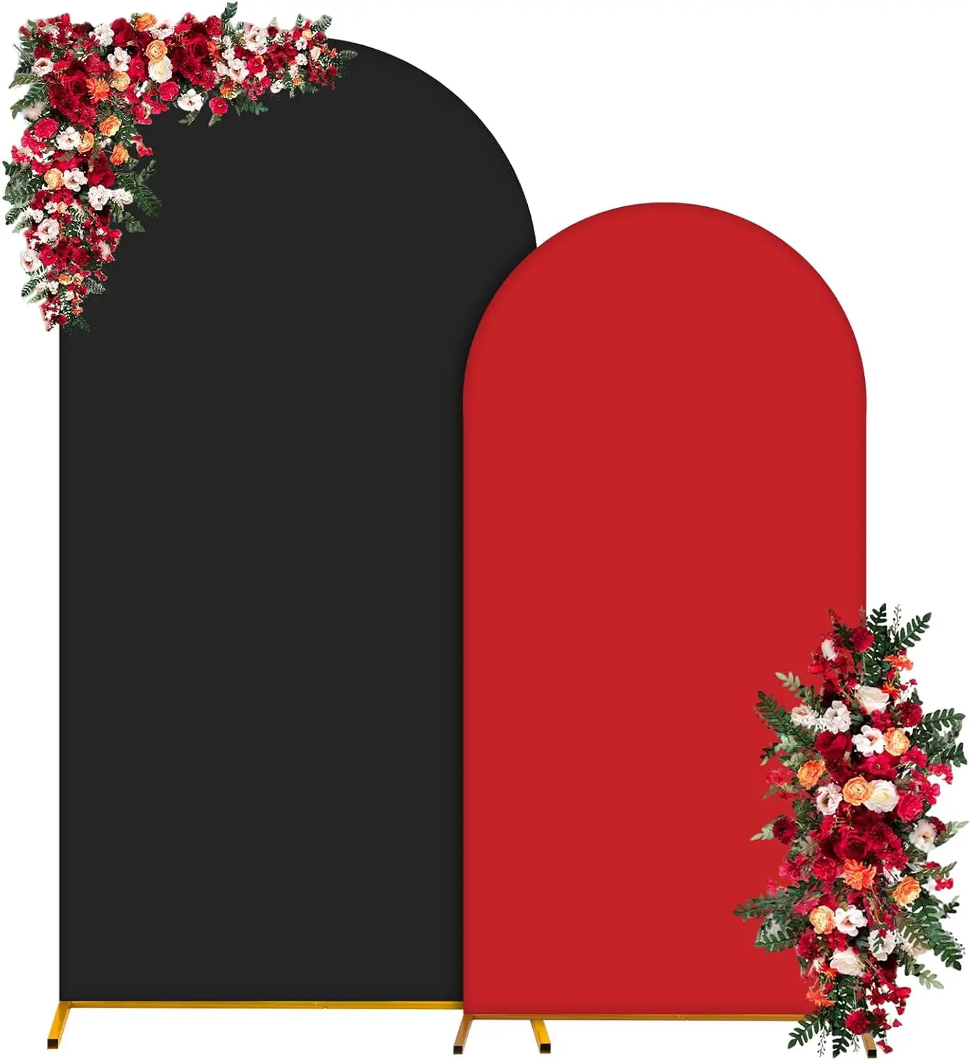 Arch Backdrop Cover Set of 2 (6FT/7.2FT) Color Wedding Arch Covers Decorations Spandex Fitted Chiara Arch Backdrop Covers for Birthday Baby Shower Bridal Shower Photo Supplies(Red+Black)