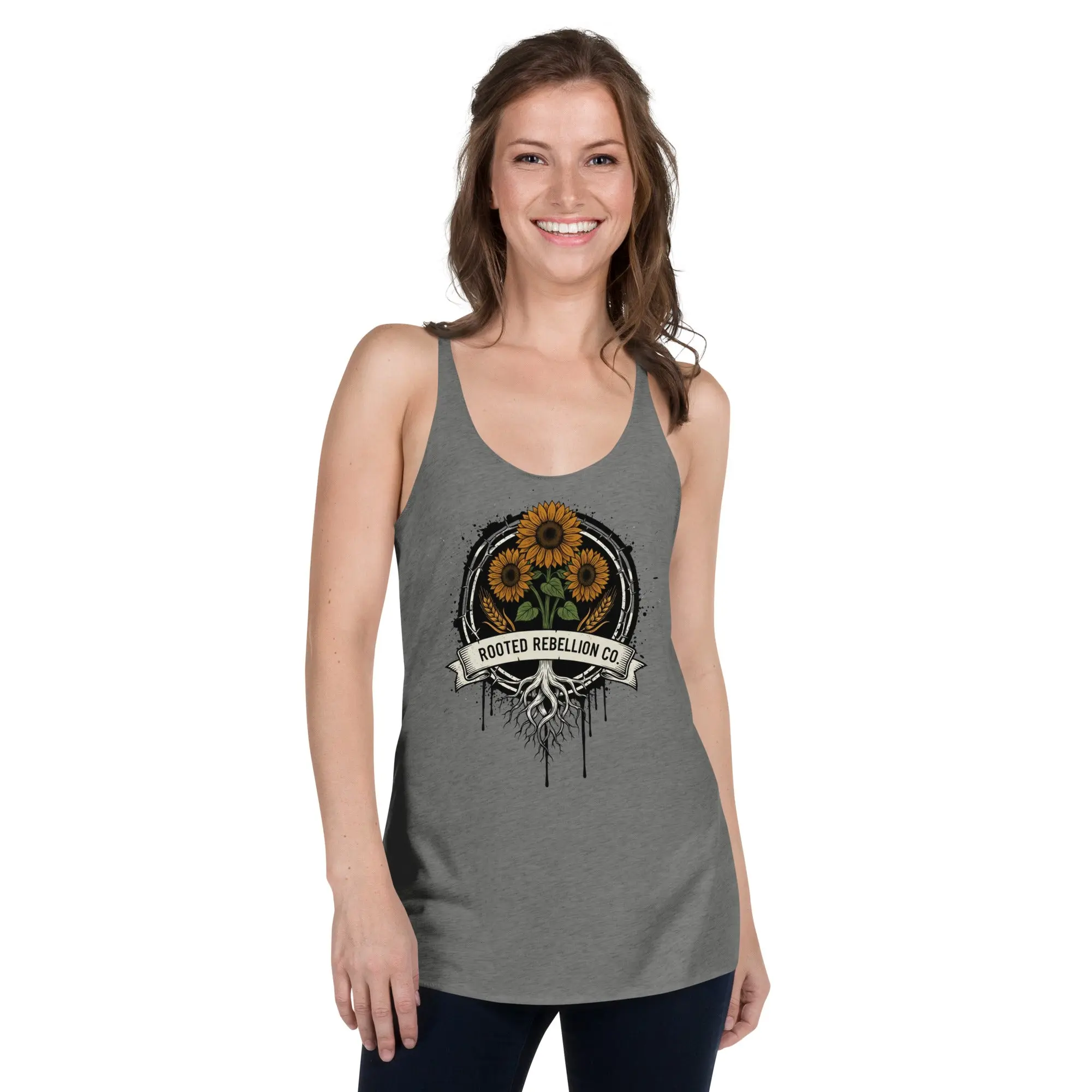 Rooted Rebellion Sunflower Racerback