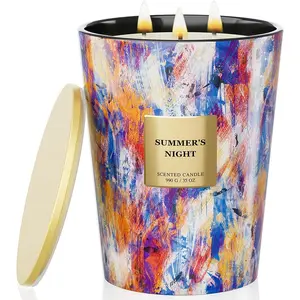 Summer Night Scented Soy Large Candle, 3-Wick 35oz 150 Hours , Calming   Candles for  Scented Decor, Housewarming  for Men & Women