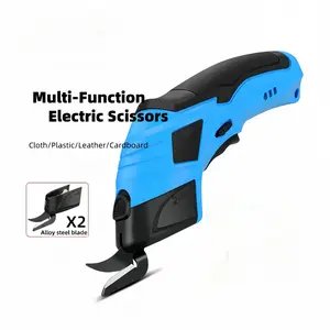 Cordless Electric Scissors 3.7V 2000mAh Equipped with Two Alloy Tungsten Steel Blades for Cardboard Fabrics and Carpets Machine Cutter Head USB Charging Cable
