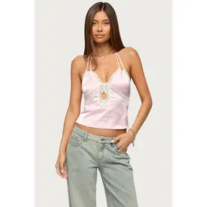 Cove Lacey Cutout Satin Effect Top