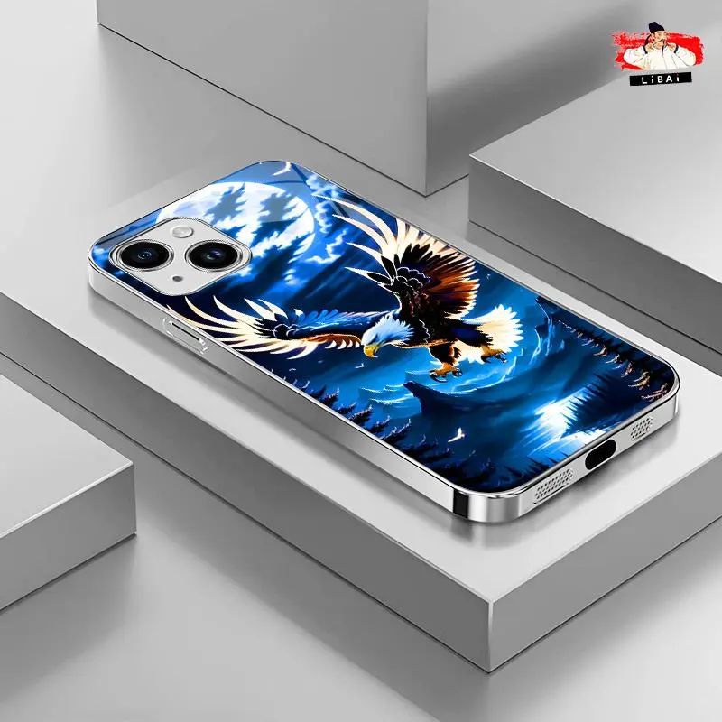 Suitable for [iPhone 14] Light luxury crystal eagle pattern and scorpion glass electroplated mobile phone case, exquisite and gorgeous 995