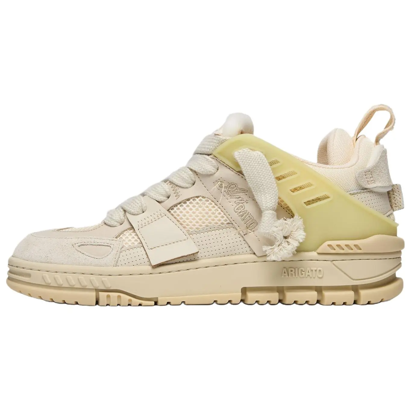 Men's Axel Arigato Casual Footwear - Round-Toe Lace-Up Low-Top Beige Trending Sneakers, House White Official Maison Mihara Shoes