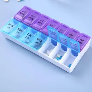 14-compartment Pill Box, 1 Count Portable Lightweight Pill Box Organizer with Lid, Plastic Medication Dispenser for Travel & Business Trips, Summer Gifts