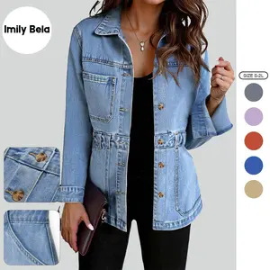 Imily Bela Womens Oversized Denim Jacket Distressed Button Down Boyfriend Jean Jackets 2025 Trendy Shacket
