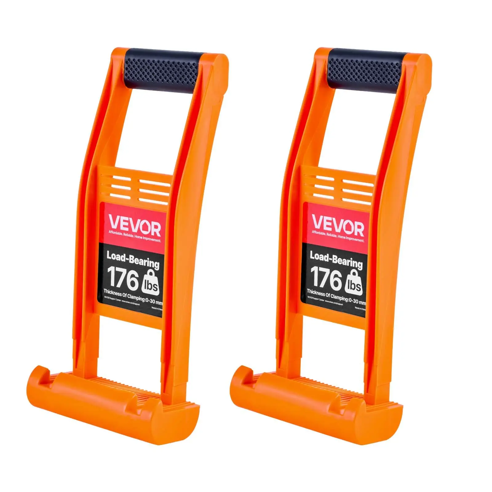 VEVOR Drywall Carrier, 2 Pack Plywood Carriers Handles, ABS Plastic Panel Carrier Tool with 176 lbs Load Bearing, Lift and Carry Panel Mover for Plywood, Drywall, Particleboard, Tempered Glass