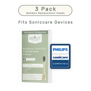 Sonicare Compatible 3 Pack - Replacement Heads Bamboo Electric Toothbrush