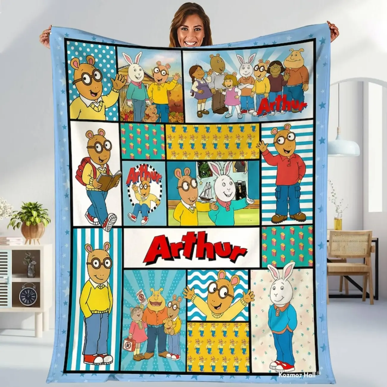 Arthur Fleece Blanket - All Season Cartoon Character Art Blanket, Arthur TV Series Throw for Bed/Couch, Fan-Focused Gift for Children, Christmas Party Present, All Season Blankets, Cartoon Character Art Blankets