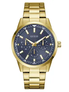 GUESS Male Gold-Tone and Blue Multifunction Watch