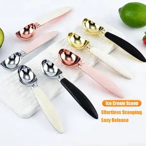 Zinc Alloy Multifunctional Ice Cream Scoop 2 In 1 Melon Baller Fruit Baller, Heavy Duty Summer Kitchen Gadget Watermelon Cantaloupe Scoop Food Grade Dessert Ball Maker For Sorbet Cookie Dough Fruit Digger Easy Clean Home Party Essential Tool