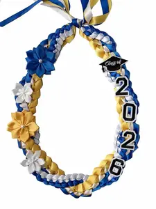 Double Braided Handmade Graduation Lei with Satin Flowers, Graduation Sash, Perfect for Men and Women, Ideal Commencement Wear, Graduation Souvenir Gift