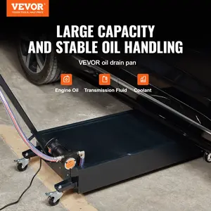 VEVOR Low Profile Oil Drain Pan, 20 Gallon Oil Drain Pan with Pump, Oil Change Pan with 180W Electric Pump, 8.2ft Hose & Folding Handle, Rolling Oil Drain Cart for Trucks, Buses, RVs