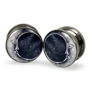 Moon Style 2 Picture Plugs gauges pair body jewelry