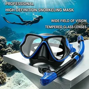 1pcs Full Dry Snorkel Diving Set, Wide Vision Lens, Anti-Fog Leak-Proof, Adjustable, Adult Scuba Training Goggles, Swimming Gear