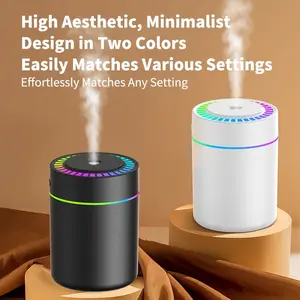 USB Powered Air Humidifier, Portable Mini Aroma Diffuser with Colorful LED Light, Silent Humidifier for Home, Bedroom, Car