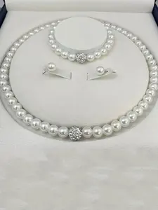 Elegant Faux Pearl Decorated Jewelry Set, Exquisite Trendy Necklace & Earrings & Bracelet, Chic Jewelry Set for Party & Wedding Decor