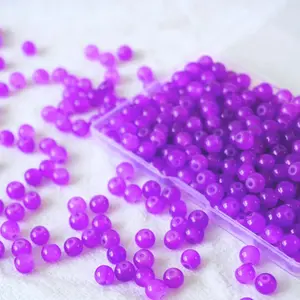 240 count Glass Beads for Bracelets, 6mm Round Glass Beads for  Making DIY Crafts (Purple)