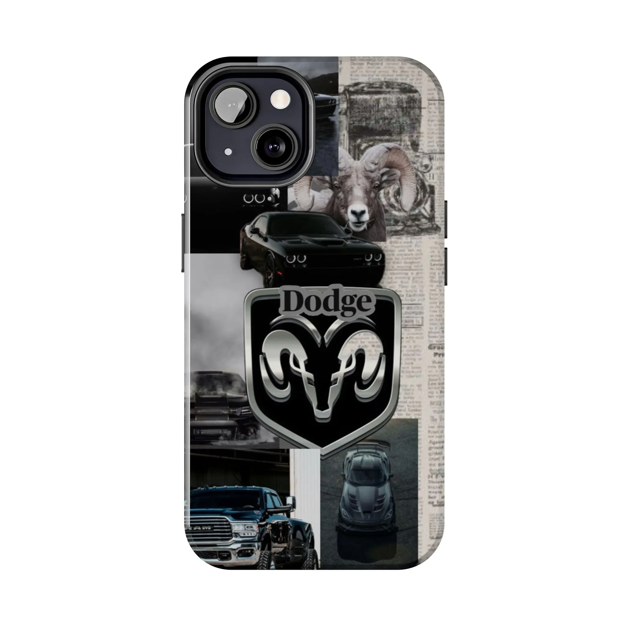 Dodge Ram Muscle Car & Truck Collage Phone Case, Compatible with iPhone 17, 16, 15, 14, 13, 12, 11, SE, XR, X, XS Max, Pro, Plus