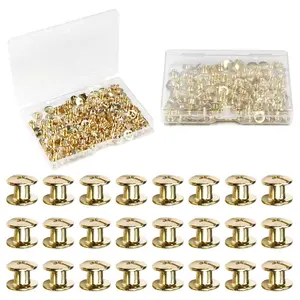 55 Sets 4mm Chicago Screws Post Binding Screw M5x4mm Carbon Steel Cross Head Screw 1/6 inch for DIY Repair Leather Craft Belt Bag Shoes Purse Bookbinding Screw Rivets Leather Kits Gold
