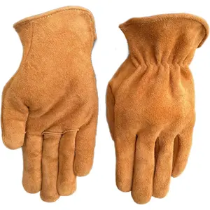 Vaquero Premium Cowhide Leather Work Gloves, Ranch Wear, No-Slip Grip, Brown