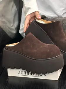 Women's Thick Sole Slippers, New Autumn Winter Height Increasing Platform Non-Slip Outdoor Wear Open Toe Shoes Wedges Slippers