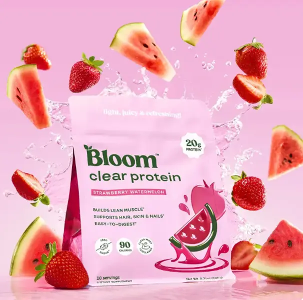 (Flash Sale) Bloom Nutrition Clear Protein - Clear Whey + Collagen Protein Blend | 20g Protein, 90 Calories, 0g Sugar, Light & Refreshing Fruity Drink | Protein for Women
