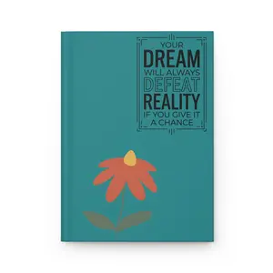 Matte Hardcover Inspirational Journal, Dreamy Notebook with Floral Teal Design, Office Stationery for Computers & Office Equipment Use