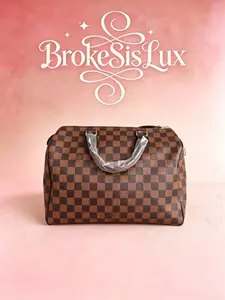 Pre-owned Louis Vuitton LV Speedy Bag Featuring Iconic Damier Ebene Checkerboard Pattern