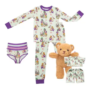 Zip N' Bear Bamboo Pajama Mermaid Bundle Buttery Soft 2 Piece PJs for Girls, 3 Underwear, Zippy the Bear - Kardashian Favorite