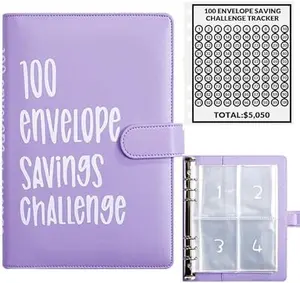 100 Envelope Challenge Binder Money Saving Binder - Easy and Fun Way to Save $5,050, Cash Stuffing Binder Budget Planner Savings Challenge storage Book Decorative Piece Unique Gift Vibrant Yellow
