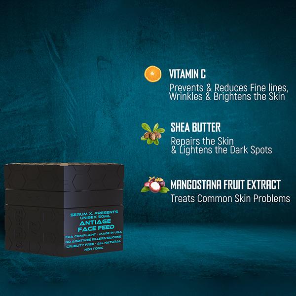 Serum X - Y Chromosome AntiAge Face Feed | Anti-aging Reduce Wrinkles, Lighten Age Spots, Lift Sagging Skin, Reduce Acne, Hydrating Dry Skin Sensitive Skin  Alcohol Free Cream Skincare Nourishing Smoother Skin Repair