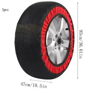 2pcs Automotive Snow Socks for Tires Snow Socks Fabric Car Chains Easy to Install with 2 Pairs of Gloves Winter Car Accessories for Passenger Cars SUV Trucks Pickup Winter Emergency(L)
