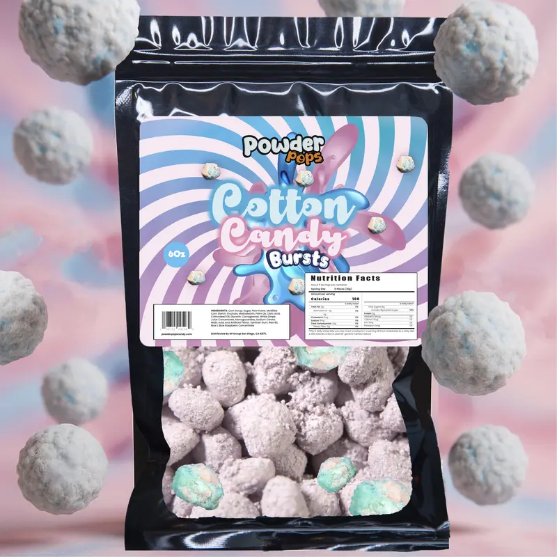 PowderPops Cotton Candy Gusher Bursts 6OZ - Sweet Viral Fruit Snack Candy 6OZ