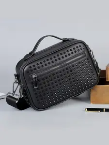 Men's Fashion Crossbody Bag, Stylish Shoulder Bag with Detachable Strap, Casual & Business Use, Large Capacity Design, Studded Bag