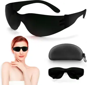 Red Light Therapy Glasses, Eyes Protection for Tanning Goggles,IPL Glasses 600-900nm Laser Cosmetology Operator Eye Protection with Case (Black) Masks