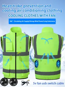 Men's Outdoor Casual Work Vest with Reflective Stripes, Fan Cooling Air Conditioner Jacket, Strong Ventilation Safety Vest Reflectors